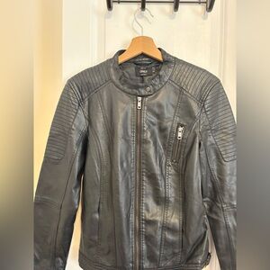 ONLY Women's Charcoal vegan Leather Jacket